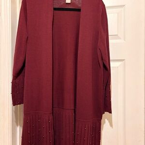 Chico's Deep Red Open Front Cardigan